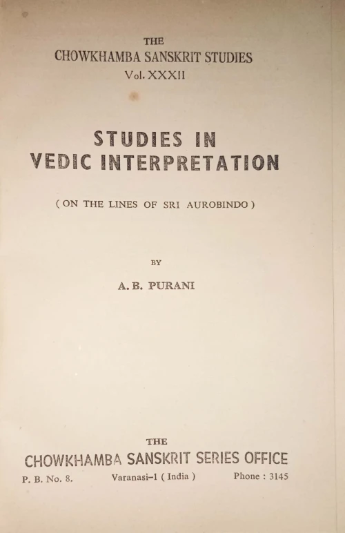Studies In Vedic Interpretation CSSt. 32